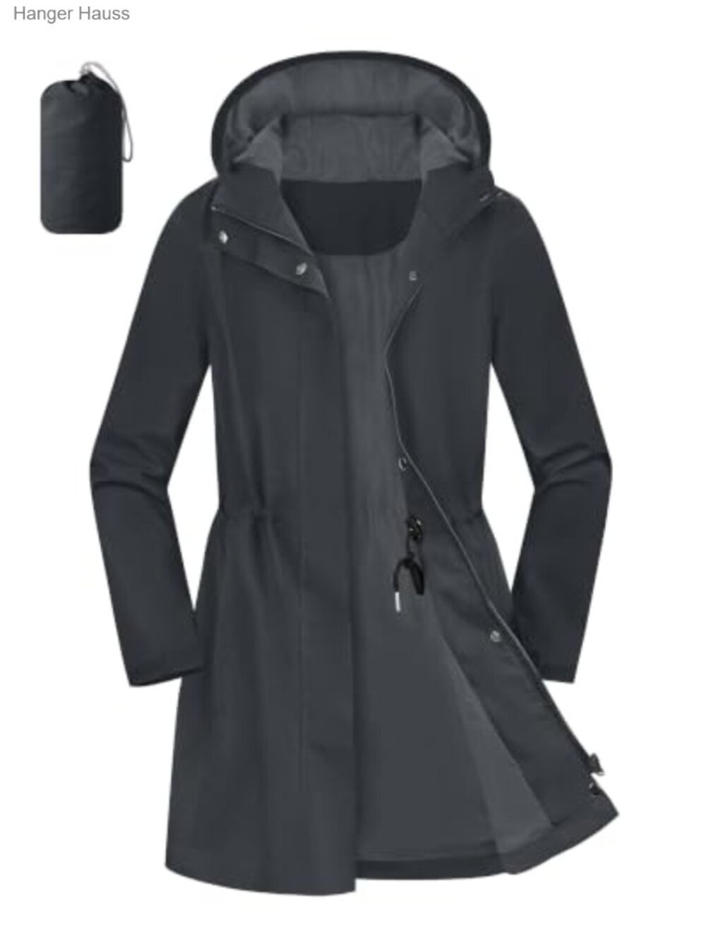 Waterproof Packable Rain Jacket with Hood Women's Long Raincoat